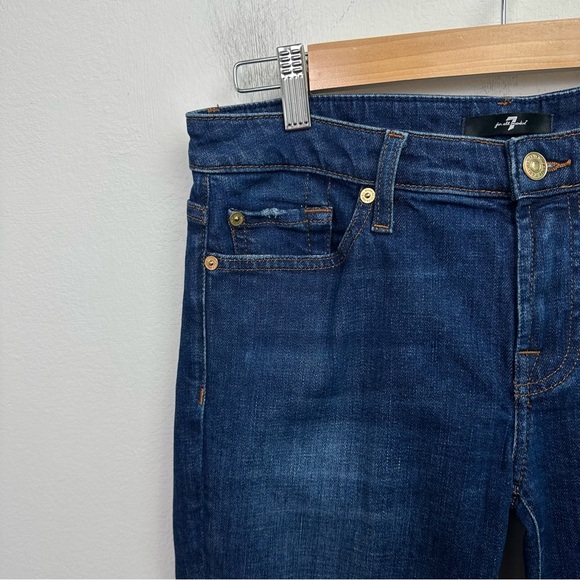 7Fam Jeans Mid Rise Straight Dark Wash Jeans Size 30 - Picture 3 of 11